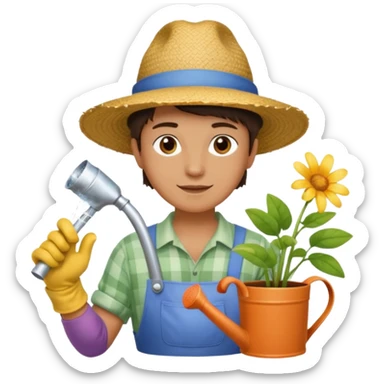 gardener holding watering pot sticker