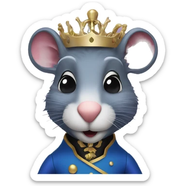 Nutcracker Rat Queen in blue jacket with purple sash and Black skirt sticker