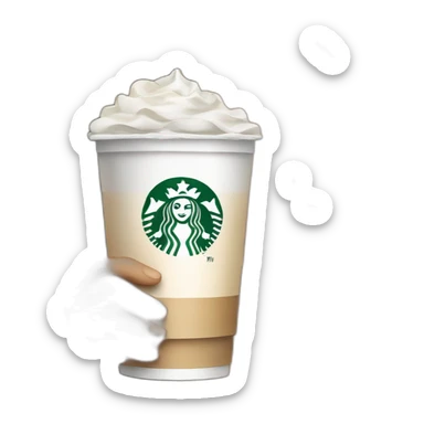 White cute girl with long brown hair holding starbucks drink sticker