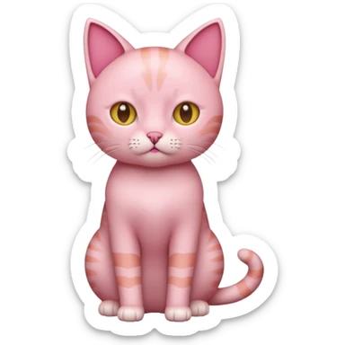 pink cat full body short hair sticker