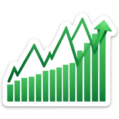 stock market chart with upward trend sticker