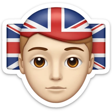 half of a human face mixed with uk flag accurate sticker