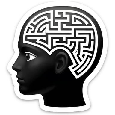silhouette of a head with a maze inside sticker