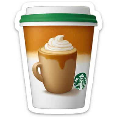 Pumpkin spice latte in a Starbucks cup sticker