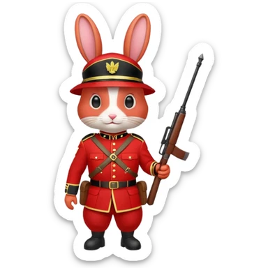 red rabbit with soldier costume sticker