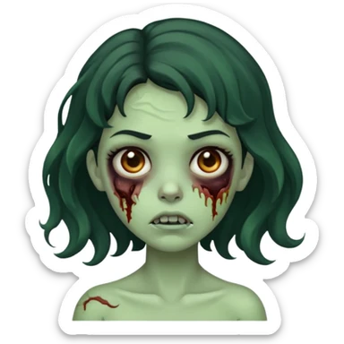Garota zumbi com cabelo ondulado e preto sticker
