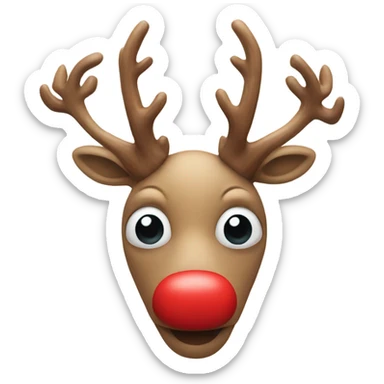 Face with red nose and antlers  sticker