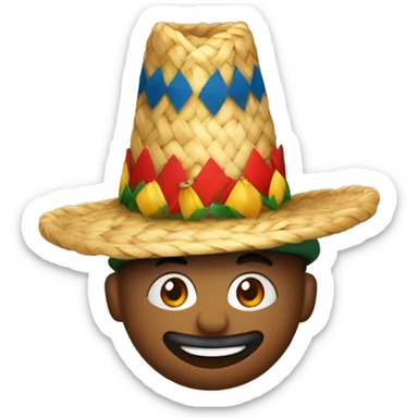Festa Junina caipira com chapéu de palha, roupa xadrez, pele branca sticker