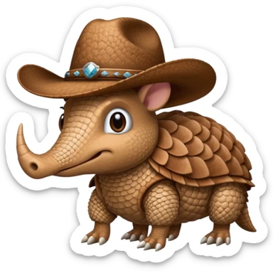 armadillo with cowboy hat team logo  sticker