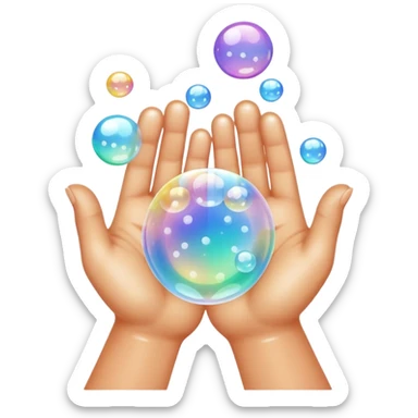 hands with soap bubbles sticker