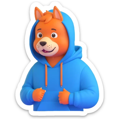Mr. Beast wearing a blue hoodie with a cheerful expression sticker