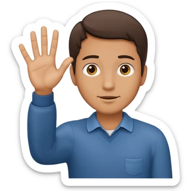 man saying wait, open hand reaching out sticker