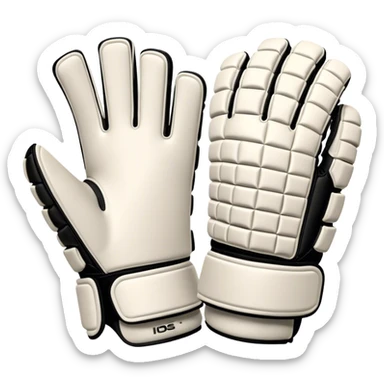 Cinematic Realistic image of goalie gloves showcasing detailed fabric textures and intricate grip patterns, rendered against a blurred goal backdrop with focused, high-contrast lighting that accentuates their essential design sticker