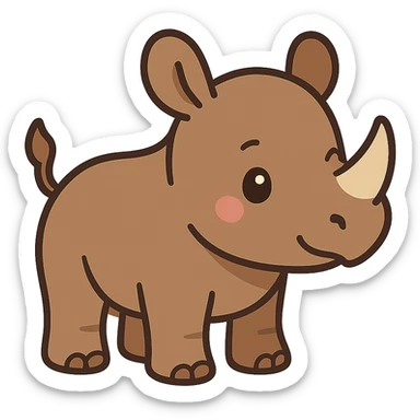 flat toon style baby rhino sticker