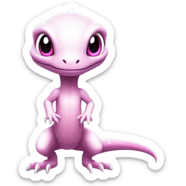 White, Shiny, Chibi, White, Pink eyes, Anthro-Sona-Lizard-Alien-Salazzle-Fakémon, Full Body sticker