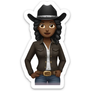 Cowgirl with white skin and black hair sticker