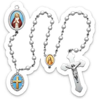 The phrase “Safe place” with a Catholic rosary around  sticker
