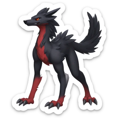 Anthro cool black red nargacuga sergal animal hybrid Fakemon full body sticker
