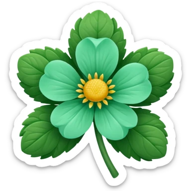 Mint and dark green flower sticker