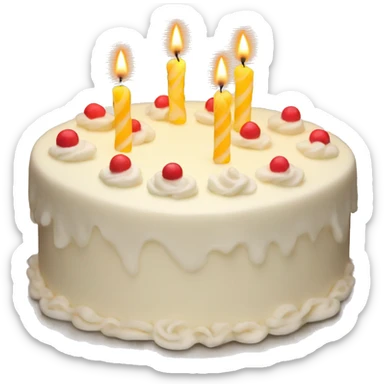 Vanilla Birthday cake with white candles  sticker