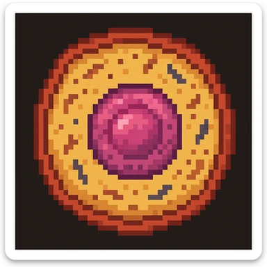 Make the human cell with a prominent nucleus detail in pixel art style sticker