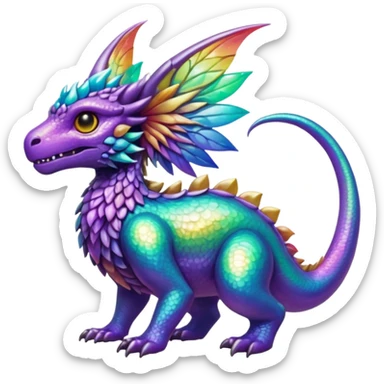 Epic complex iridescent aesthetic-Fakémon-creature-scenery sticker