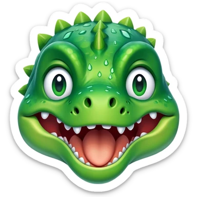 face of a dinosaur crying out loud with tears sticker