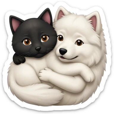 samoyed hug black british cat sticker