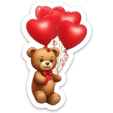 very-soft-and-tender-teddy-bear-surrounded-by-red-balloons-and-huge-red-hearts sticker