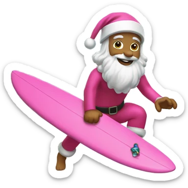 surfing pink santa claus sticker