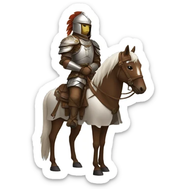 a white avar nomadic soldier on a horse from the side with brown armor on sticker