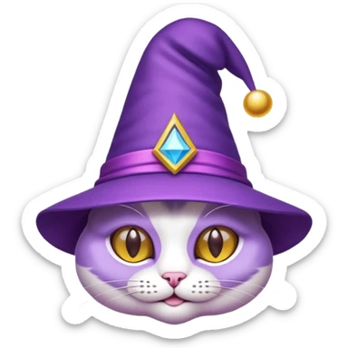 violet cat in magic hat sticker