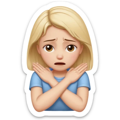 arms crossed holding neck crying girl sticker