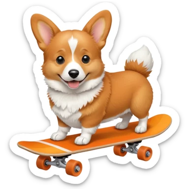 Corgi skateboarding sticker