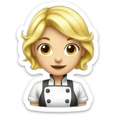 blonde girl dressed as a cooker sticker