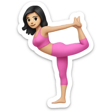White girl with black hair pilates pink sticker