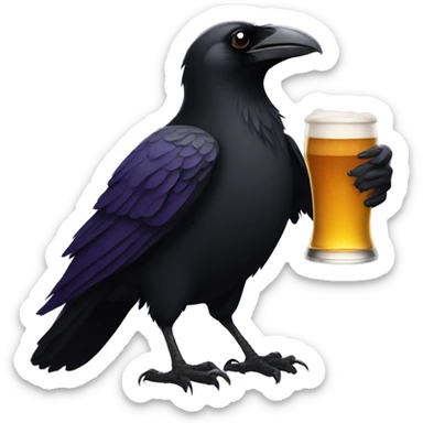 raven holding a beer sticker