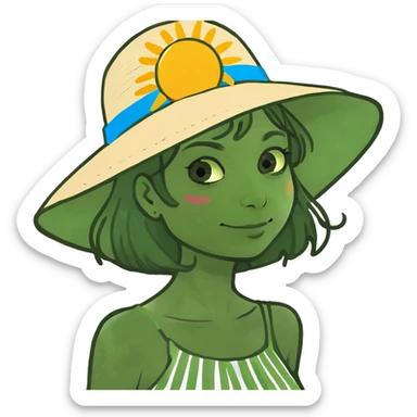 Girl tan curly hair sticker