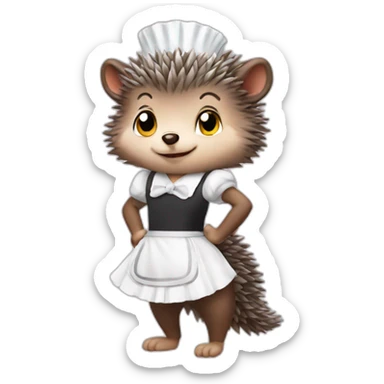 Hedgehog wearing a maid outfit sticker