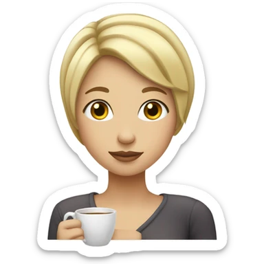 Girl sipping tea with short blonde hair sticker