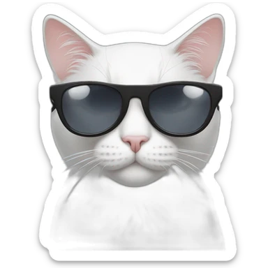 Black white cat with sunglasses  sticker