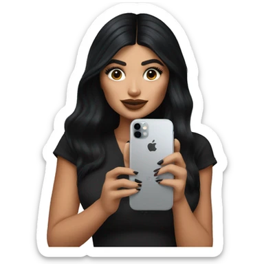 Kylie Jenner Holding a iPhone 15 pro in her hands in black sticker