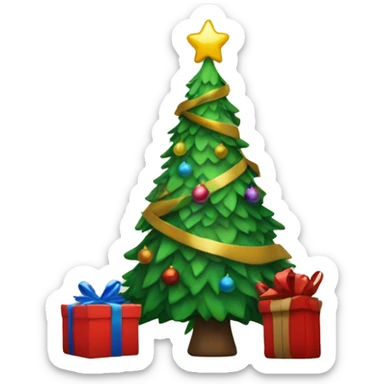 Christmas tree and two present sticker