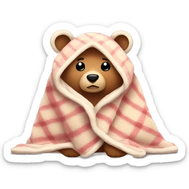bear covered in cozy blanket  sticker