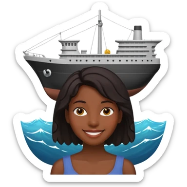 A black women with a ship for a head sticker