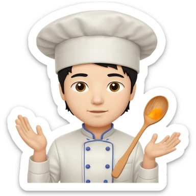 man black hair light skin tone cooking sticker