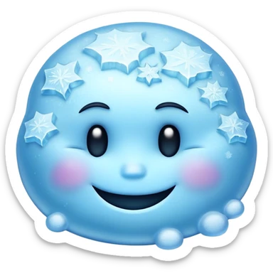 frozen smiley face sleeping, icy blue color, frosty details sticker