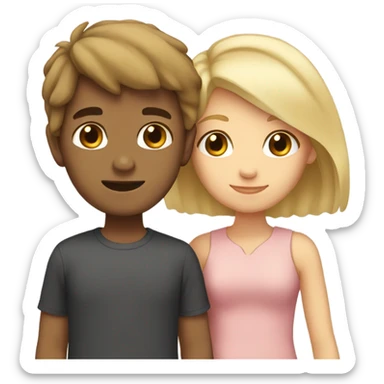 Boy with brown hair and  a girl with blonde hair love eachother very much sticker