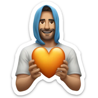 Un corazón anaranjado que tenga alas por lo lados y un corona flotando encima sticker