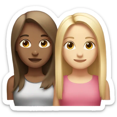 Long blond straight haired smaller girl and a shorter brown haired taller girl sticker